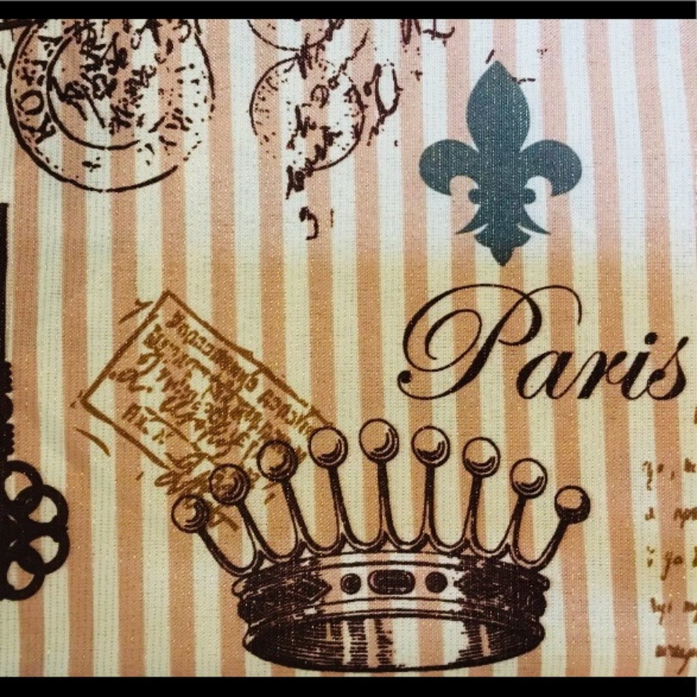 Paris Icons Metallic Fabric Shower Curtain & Hooks